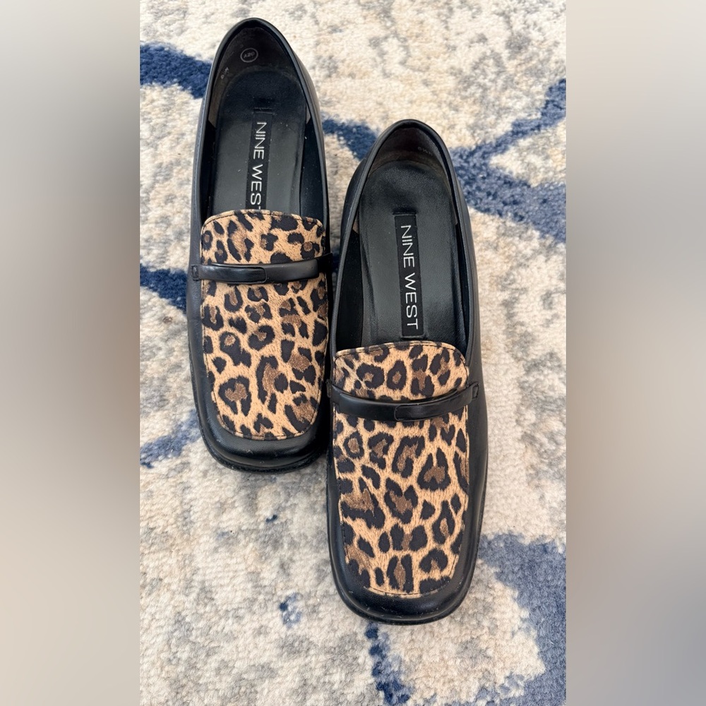 Nine West Black and Leopard Flats